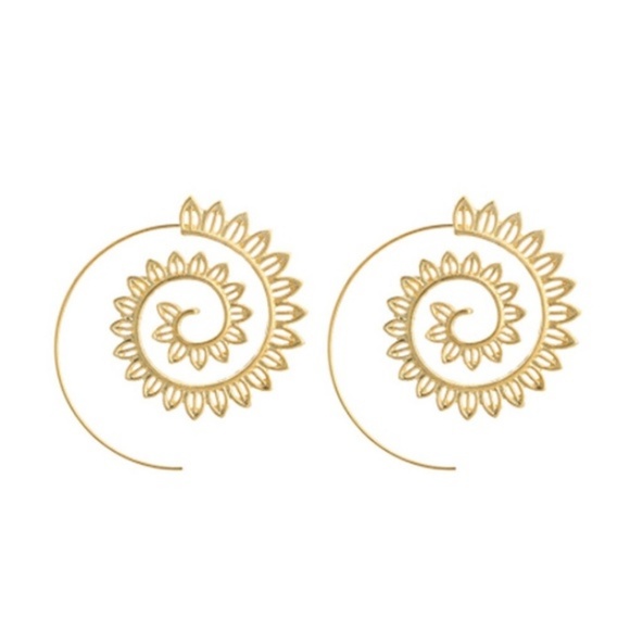 Gold or Silver Spiral Leaf Infinity Earrings - Picture 3 of 5